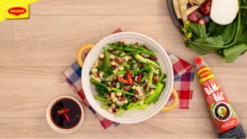Đậu đỏ xào cải ngồng