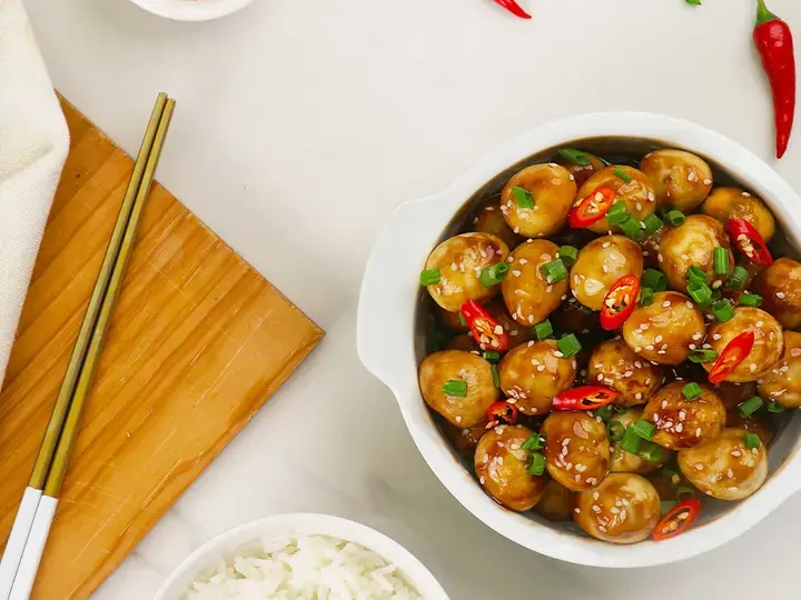 Trứng Cút Rim Mặn - banner