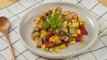 Bắp Xào Chả Lụa Lạp Xưởng
