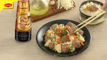 Bò Viên Xào Nấm Kim Châm